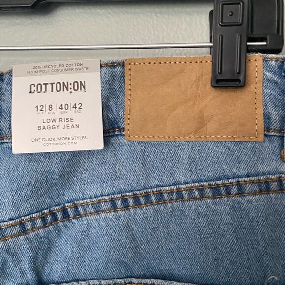 NWT Cotton:On Low Rise Baggy Jean rain blue rip 8 - Picture 8 of 11